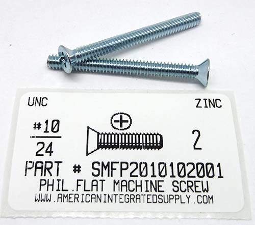 #10-24X2 FLAT HEAD PHILLIPS MACHINE SCREW STEEL ZINC PLATED