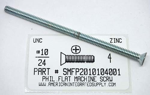#10-24X4 FLAT HEAD PHILLIPS MACHINE SCREW STEEL ZINC PLATED