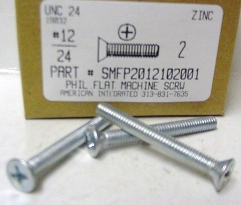#12-24X2 FLAT HEAD PHILLIPS MACHINE SCREW STEEL ZINC PLATED