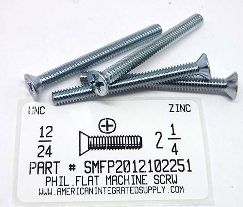 15 Viti Macchina Testa Piana Phillips 1/4-20 X 2 Pollici, Acciaio Zincato