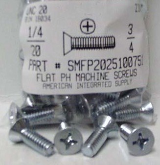 1/4-20X3/4 FLAT HEAD PHILLIPS MACHINE SCREW STEEL ZINC PLATED