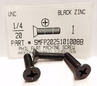 1/4-20X1 FLAT HEAD PHILLIPS MACHINE SCREW STEEL BLACK ZINC PLATED (DISCONTINUED)
