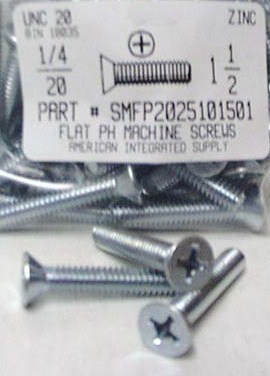 1/4-20X1-1/2 FLAT HEAD PHILLIPS MACHINE SCREW STEEL ZINC PLATED