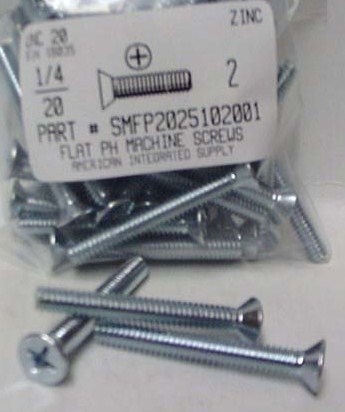 1/4-20X2 FLAT HEAD PHILLIPS MACHINE SCREW STEEL ZINC PLATED