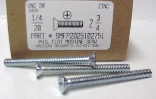 1/4-20X2-3/4 FLAT HEAD PHILLIPS MACHINE SCREW STEEL ZINC PLATED