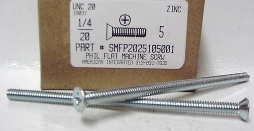 1/4-20X5 FLAT HEAD PHILLIPS MACHINE SCREW STEEL ZINC PLATED