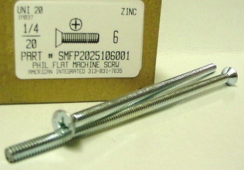 1/4-20X6 FLAT HEAD PHILLIPS MACHINE SCREW STEEL ZINC PLATED
