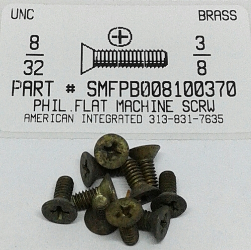 #8-32X3/8 FLAT HEAD PHILLIPS MACHINE SCREW BRASS