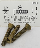 1/4-20X1-1/2 FLAT HEAD PHILLIPS MACHINE SCREW BRASS