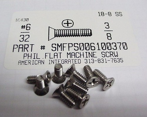 #6-32X3/8 FLAT HEAD PHILLIPS MACHINE SCREW 18-8 STAINLESS STEEL
