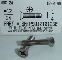 #12-24X1-1/4 FLAT HEAD PHILLIPS MACHINE SCREW 18-8 STAINLESS STEEL