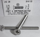 1/4-20X2-3/4 FLAT HEAD PHILLIPS MACHINE SCREW 18-8 STAINLESS STEEL