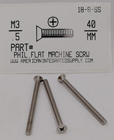 M3-.50X40MM FLAT HEAD PHILLIPS MACHINE SCREW A2 STAINLESS STEEL D965