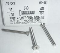 M4-.70X40MM FLAT HEAD PHILLIPS MACHINE SCREW A2 STAINLESS STEEL D965