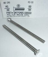 M5-.80X80MM FLAT HEAD PHILLIPS MACHINE SCREW A2 STAINLESS STEEL D965