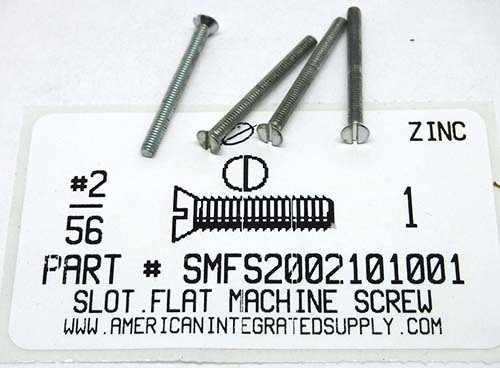#2-56X1 FLAT HEAD SLOTTED MACHINE SCREW STEEL ZINC PLATED