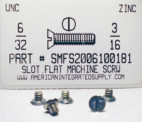 #6-32X3/16 FLAT HEAD SLOTTED MACHINE SCREW STEEL ZINC PLATED (DISCONTINUED)