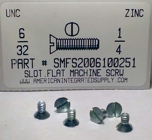 #6-32X1/4 FLAT HEAD SLOTTED MACHINE SCREW STEEL ZINC PLATED