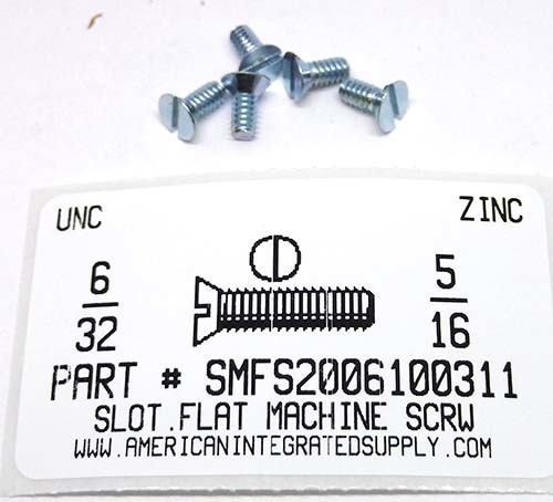 #6-32X5/16 FLAT HEAD SLOTTED MACHINE SCREW STEEL ZINC PLATED