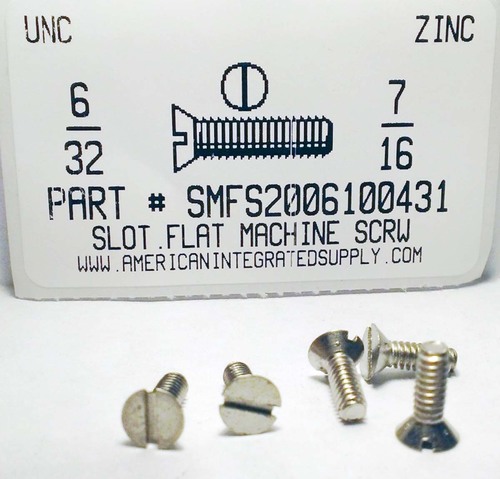 #6-32X7/16 FLAT HEAD SLOTTED MACHINE SCREW STEEL ZINC PLATED