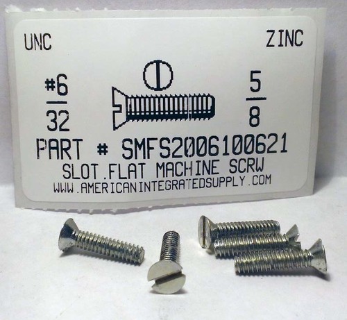 #6-32X5/8 FLAT HEAD SLOTTED MACHINE SCREW STEEL ZINC PLATED