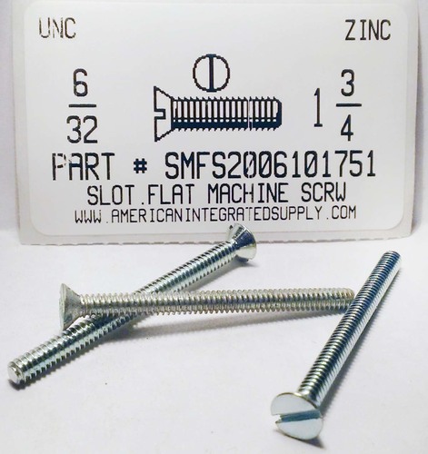 #6-32X1-3/4 FLAT HEAD SLOTTED MACHINE SCREW STEEL ZINC PLATED