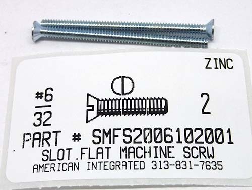 #6-32X2 FLAT HEAD SLOTTED MACHINE SCREW STEEL ZINC PLATED