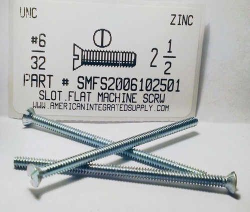 #6-32X2-1/2 FLAT HEAD SLOTTED MACHINE SCREW STEEL ZINC PLATED