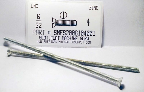 #6-32X4 FLAT HEAD SLOTTED MACHINE SCREW STEEL ZINC PLATED