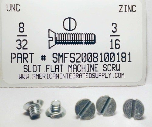 #8-32X3/16 FLAT HEAD SLOTTED MACHINE SCREW STEEL ZINC PLATED (DISCONTINUED)