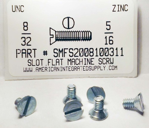#8-32X5/16 FLAT HEAD SLOTTED MACHINE SCREW STEEL ZINC PLATED