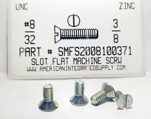 #8-32X3/8 FLAT HEAD SLOTTED MACHINE SCREW STEEL ZINC PLATED