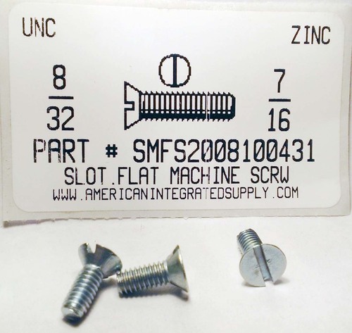 #8-32X7/16 FLAT HEAD SLOTTED MACHINE SCREW STEEL ZINC PLATED