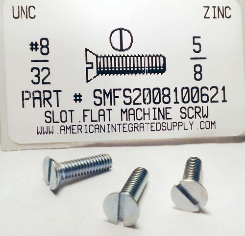 #8-32X5/8 FLAT HEAD SLOTTED MACHINE SCREW STEEL ZINC PLATED