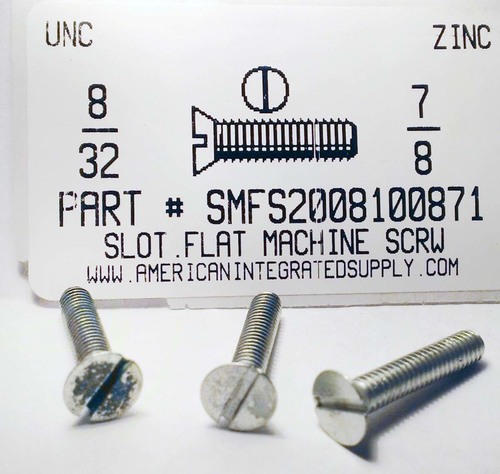 #8-32X7/8 FLAT HEAD SLOTTED MACHINE SCREW STEEL ZINC PLATED