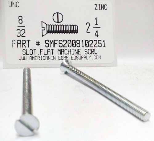 #8-32X2-1/4 FLAT HEAD SLOTTED MACHINE SCREW STEEL ZINC PLATED