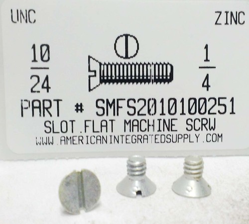 #10-24X1/4 FLAT HEAD SLOTTED MACHINE SCREW STEEL ZINC PLATED