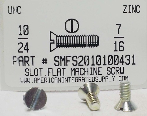 #10-24X7/16 FLAT HEAD SLOTTED MACHINE SCREW STEEL ZINC PLATED