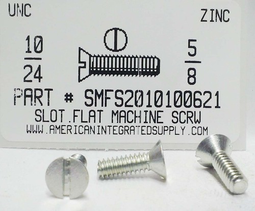 #10-24X5/8 FLAT HEAD SLOTTED MACHINE SCREW STEEL ZINC PLATED
