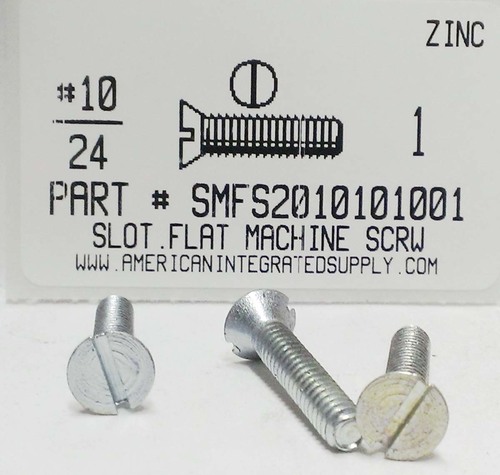 #10-24X1 FLAT HEAD SLOTTED MACHINE SCREW STEEL ZINC PLATED