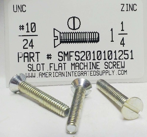 #10-24X1-1/4 FLAT HEAD SLOTTED MACHINE SCREW STEEL ZINC PLATED