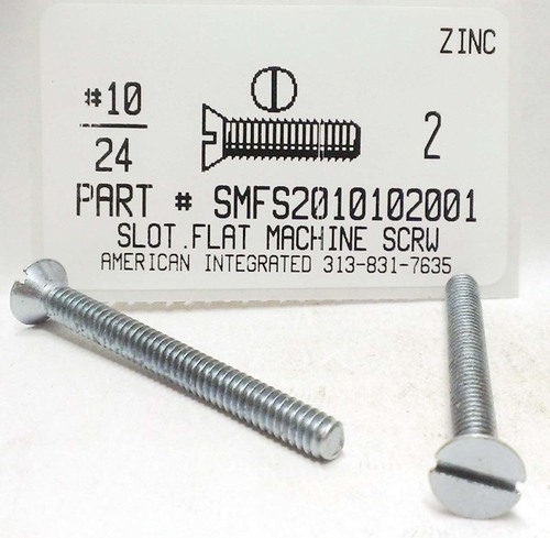 #10-24X2 FLAT HEAD SLOTTED MACHINE SCREW STEEL ZINC PLATED