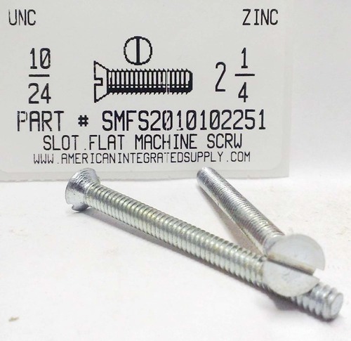 #10-24X2-1/4 FLAT HEAD SLOTTED MACHINE SCREW STEEL ZINC PLATED
