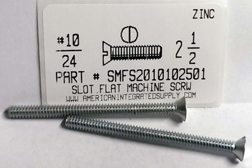 #10-24X2-1/2 FLAT HEAD SLOTTED MACHINE SCREW STEEL ZINC PLATED