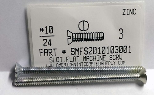 #10-24X3 FLAT HEAD SLOTTED MACHINE SCREW STEEL ZINC PLATED