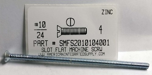 #10-24X4 FLAT HEAD SLOTTED MACHINE SCREW STEEL ZINC PLATED