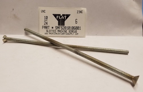 #10-24X6 FLAT HEAD SLOTTED MACHINE SCREW STEEL ZINC PLATED