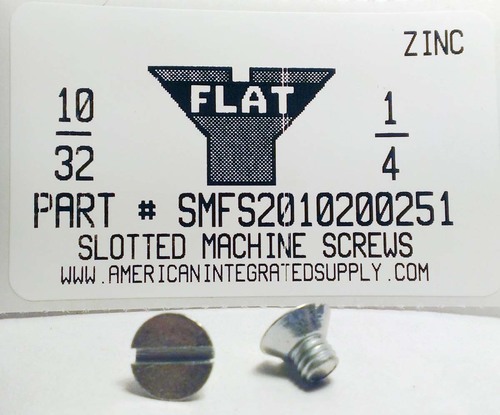 #10-32X1/4 FLAT HEAD SLOTTED MACHINE SCREW STEEL ZINC PLATED