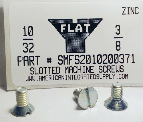#10-32X3/8 FLAT HEAD SLOTTED MACHINE SCREW STEEL ZINC PLATED