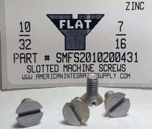 #10-32X7/16 FLAT HEAD SLOTTED MACHINE SCREW STEEL ZINC PLATED